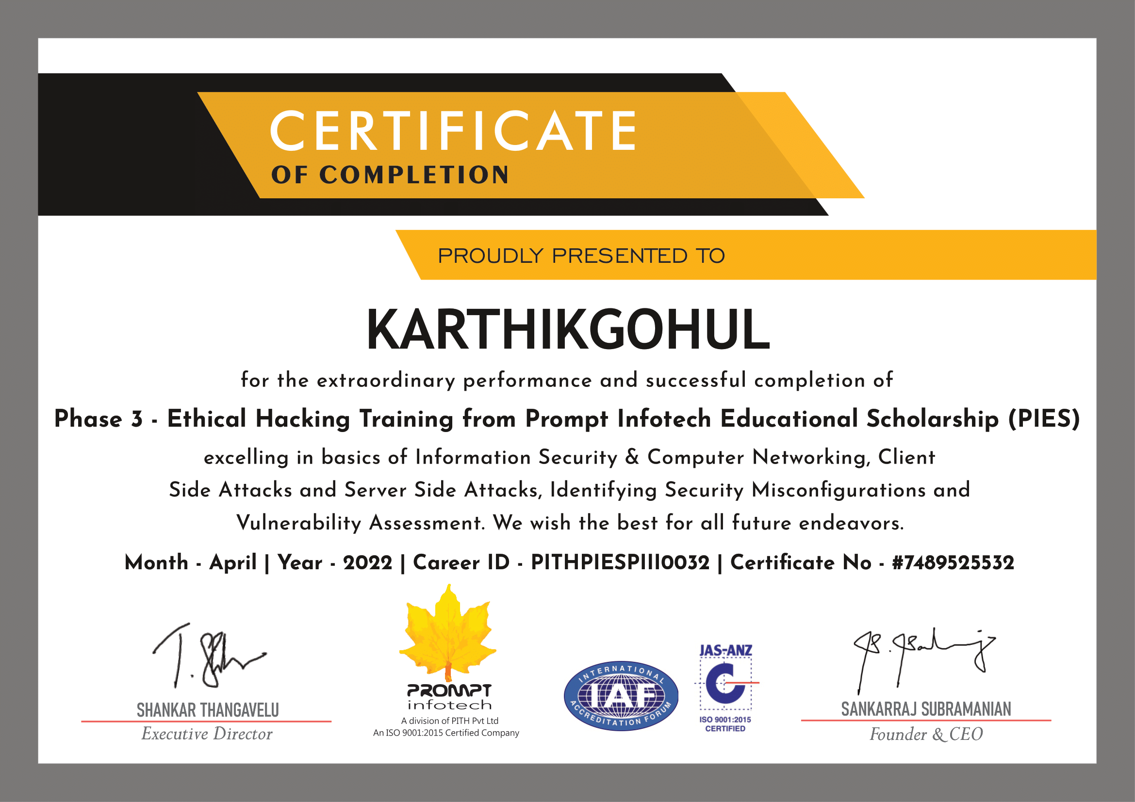 Ethical Hacking Training by Prompt Infotech
